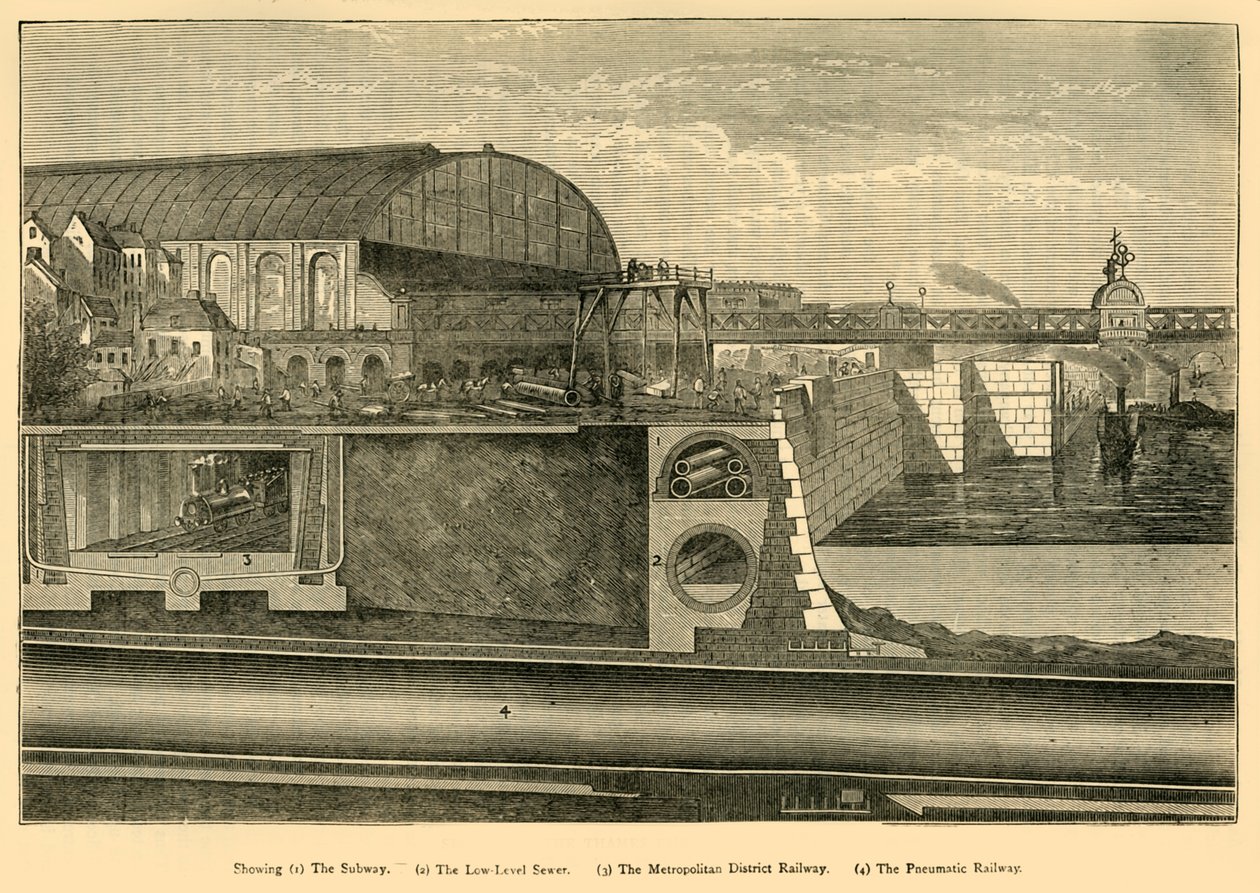 Seksjon av Thames Embarkment, 1867, c1876. av Unbekannt