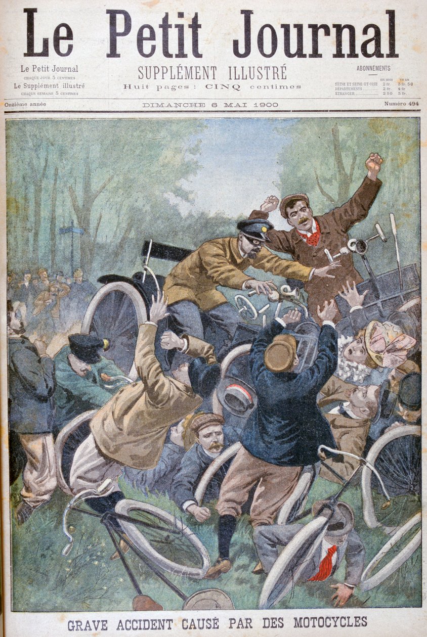 Alvorlig ulykke forårsaket av sykler, Paris, 1900 av Unbekannt