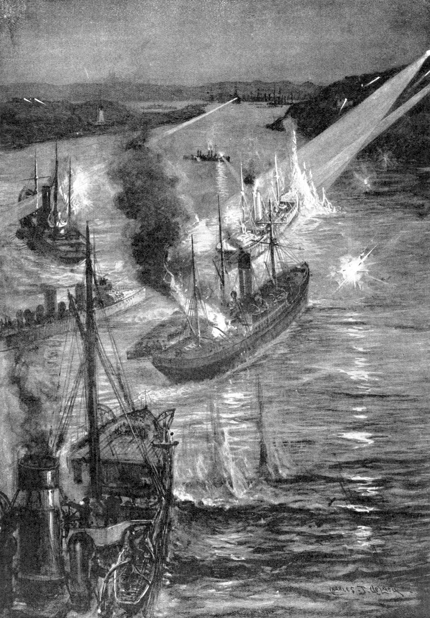 Skipskamp under den russisk-japanske krigen, 1904 av Unbekannt