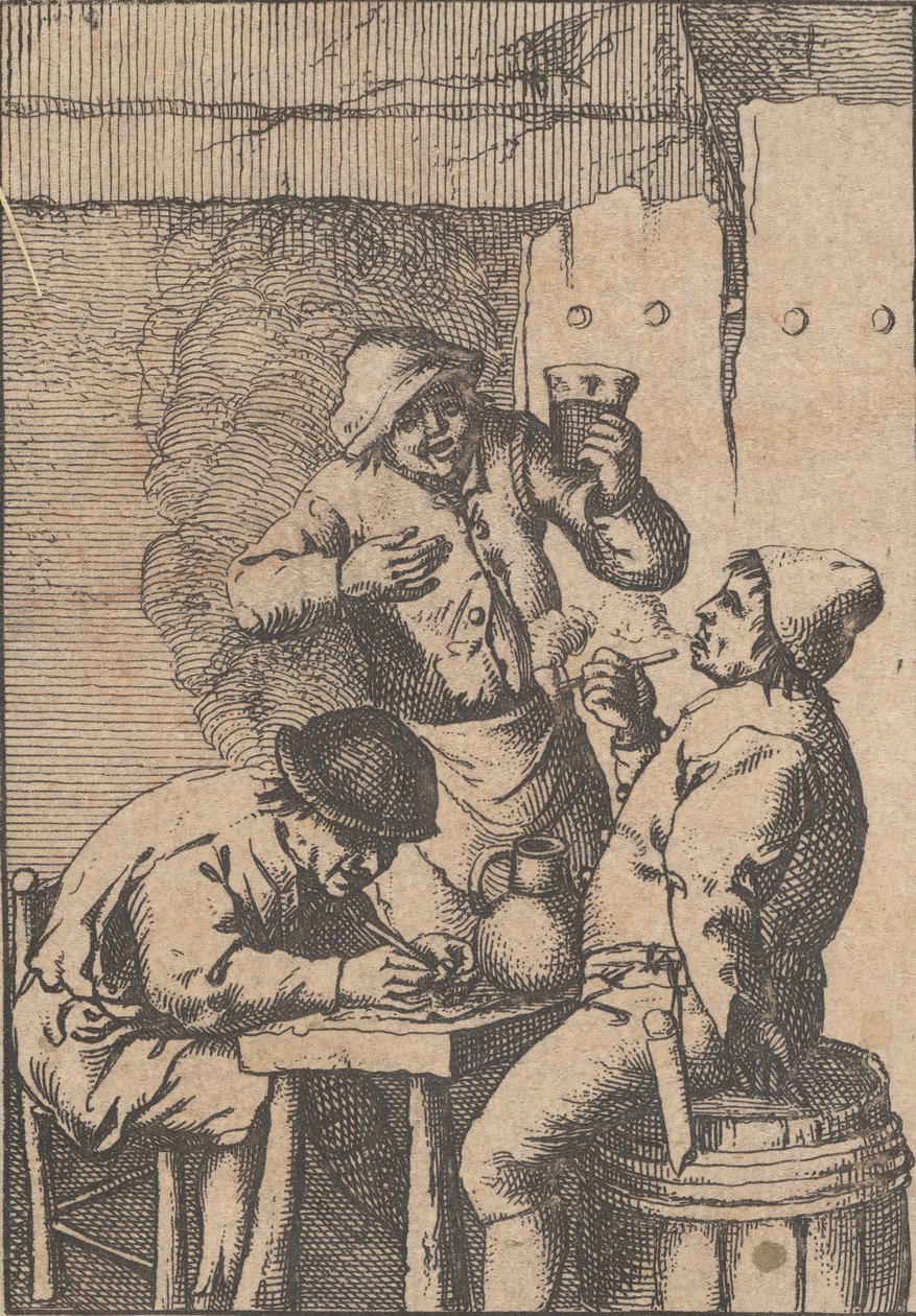 Sanger står mellom to røykere, 1610-85. av Unbekannt