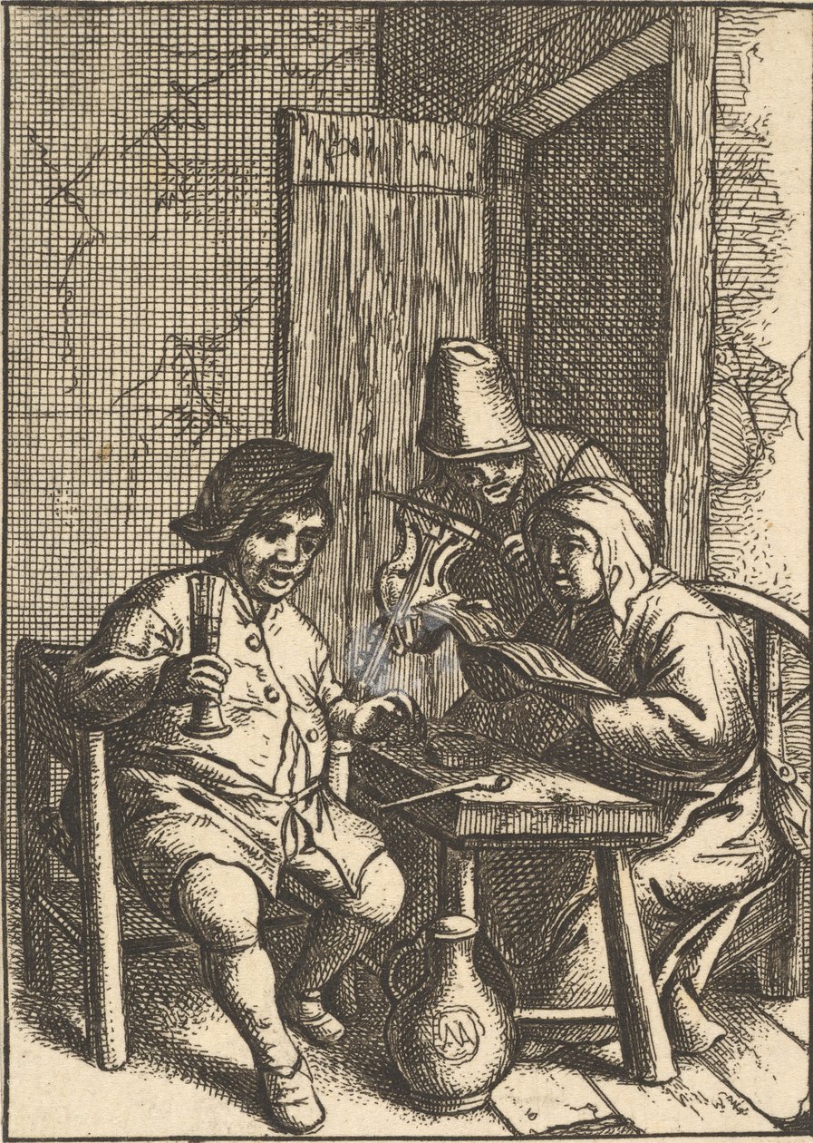 Syngende par og fiolin, 1610-85. av Unbekannt