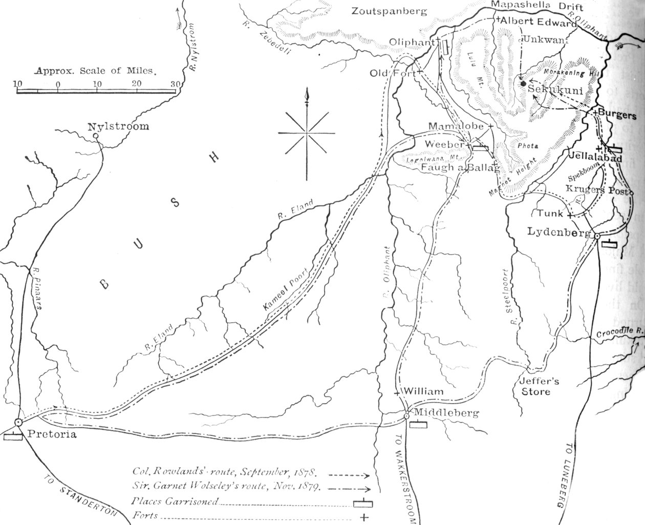 Skissekart over Sekukunis Country, c1880 av Unbekannt