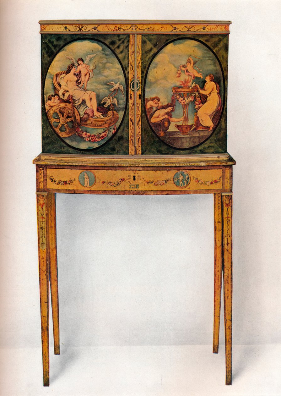Lite mahogniskap på stativ, c1680 av Unbekannt