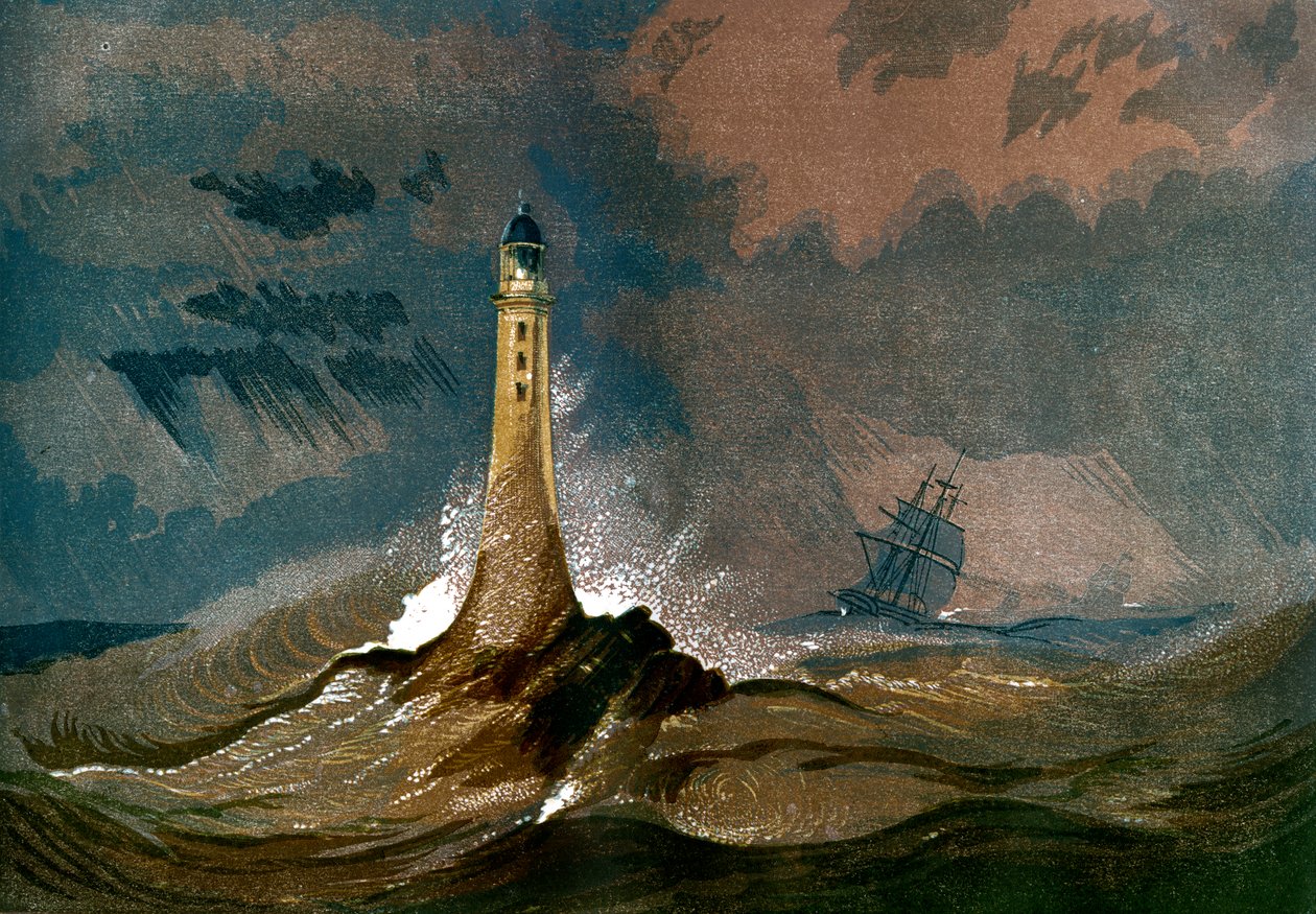 Smeatons Eddystone fyrtårn, Devon, c1850 av Unbekannt