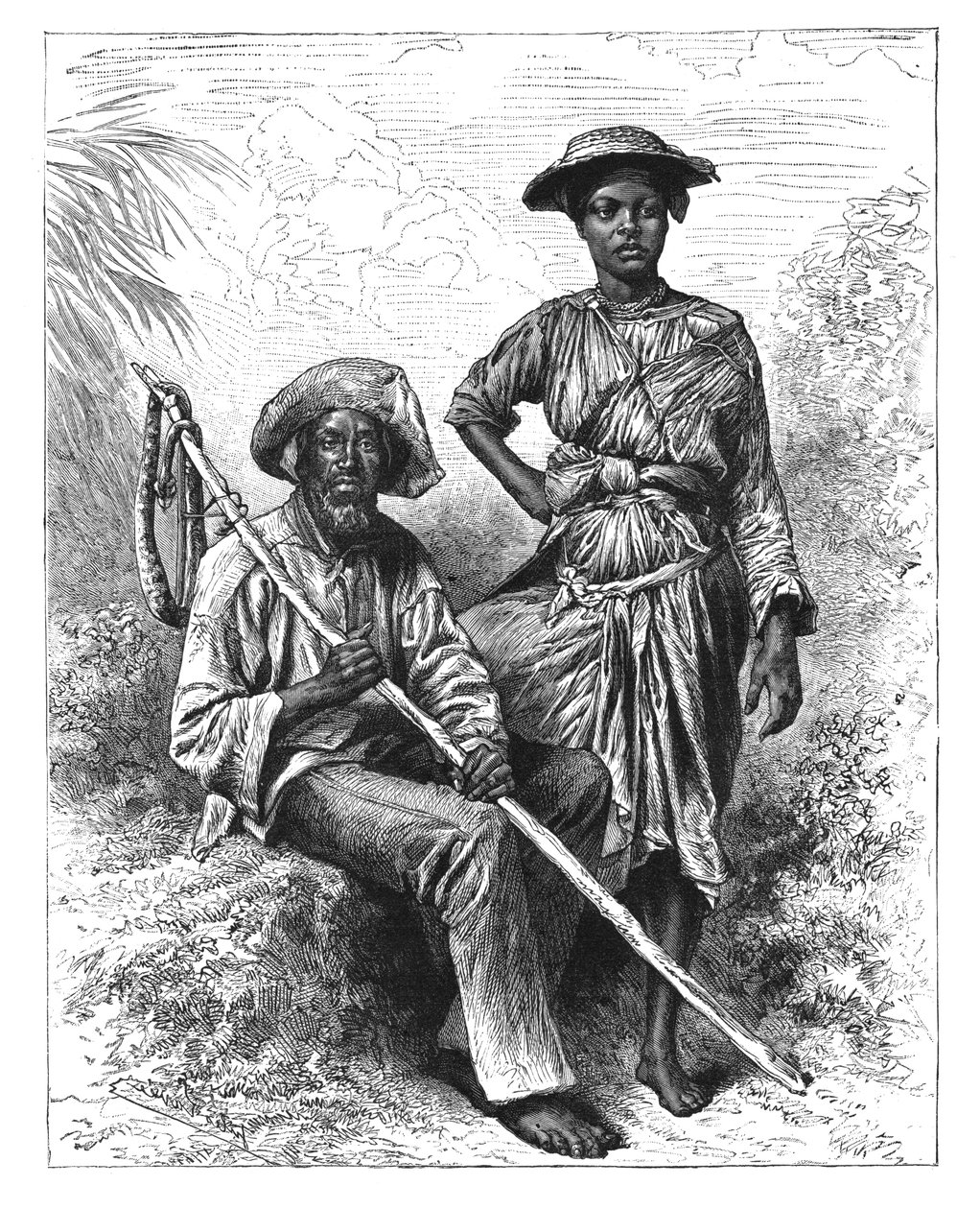 Snake Catcher and Charcoal Girl, Martinique, c1890 av Unbekannt