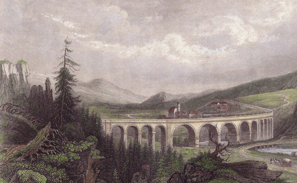 Sørlige jernbane. Viaduct Payerbach, Semmering av Unbekannt