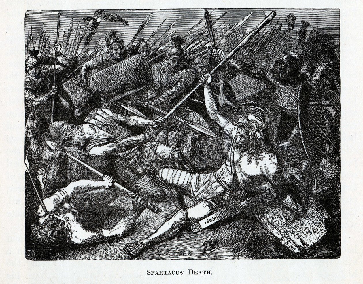 Spartacus død, 1882 av Unbekannt