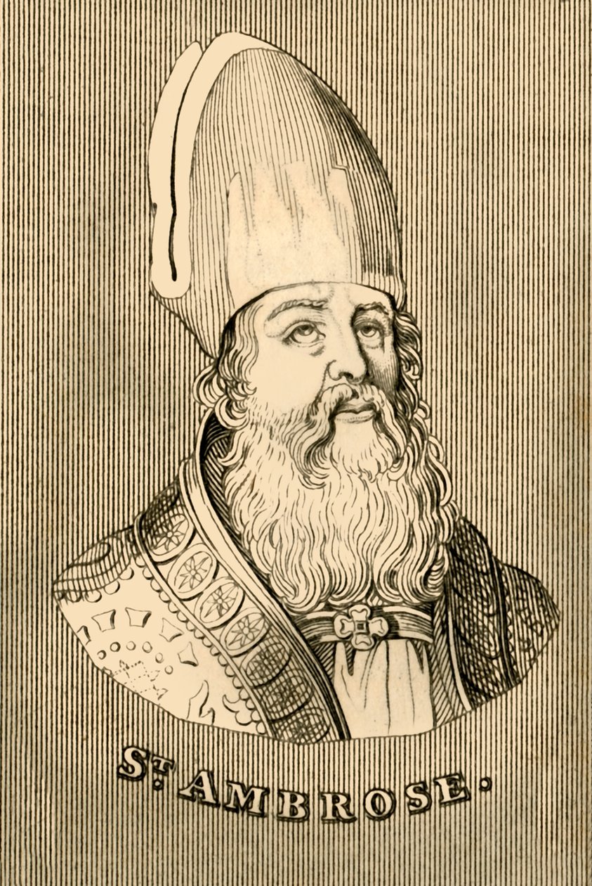 St. Ambrosius, c340-397, 1830. av Unbekannt