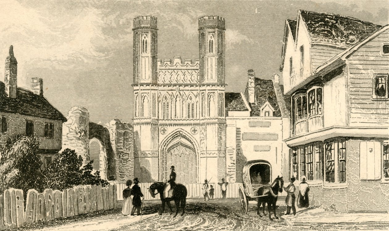 St. Augustines Gate, Canterbury. Kent, c1835. av Unbekannt