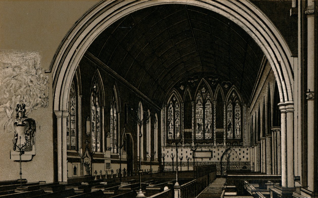 St. Nicholas kirke, interiør, c1880. av Unbekannt