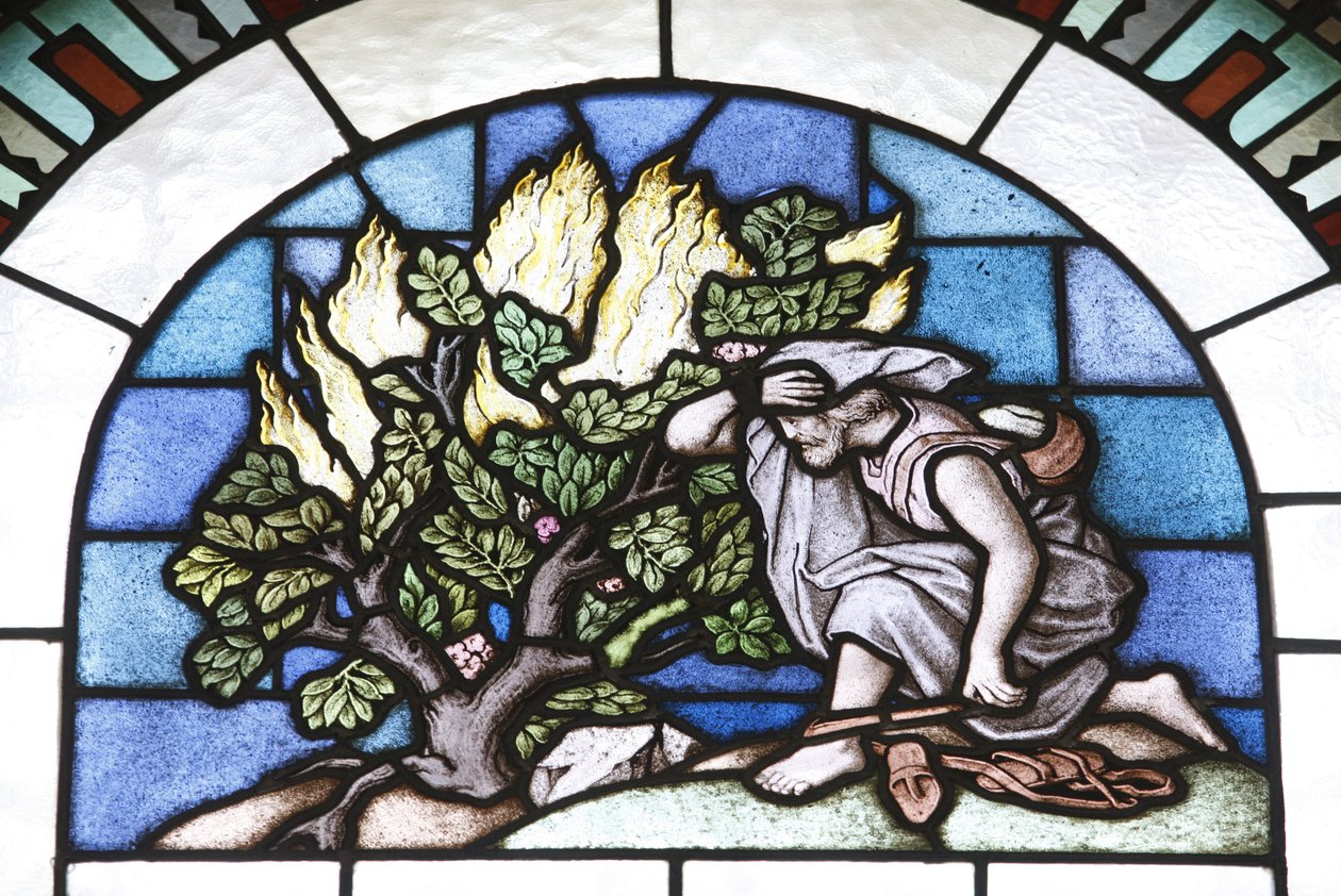 Farget glass: Moses og ilden, Budapest, Hongrie av Unbekannt