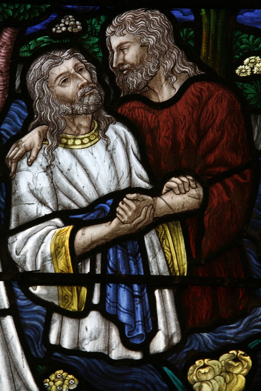 Farget glass: Johannes døper Jesus, Jerusalem, Israel av Unbekannt