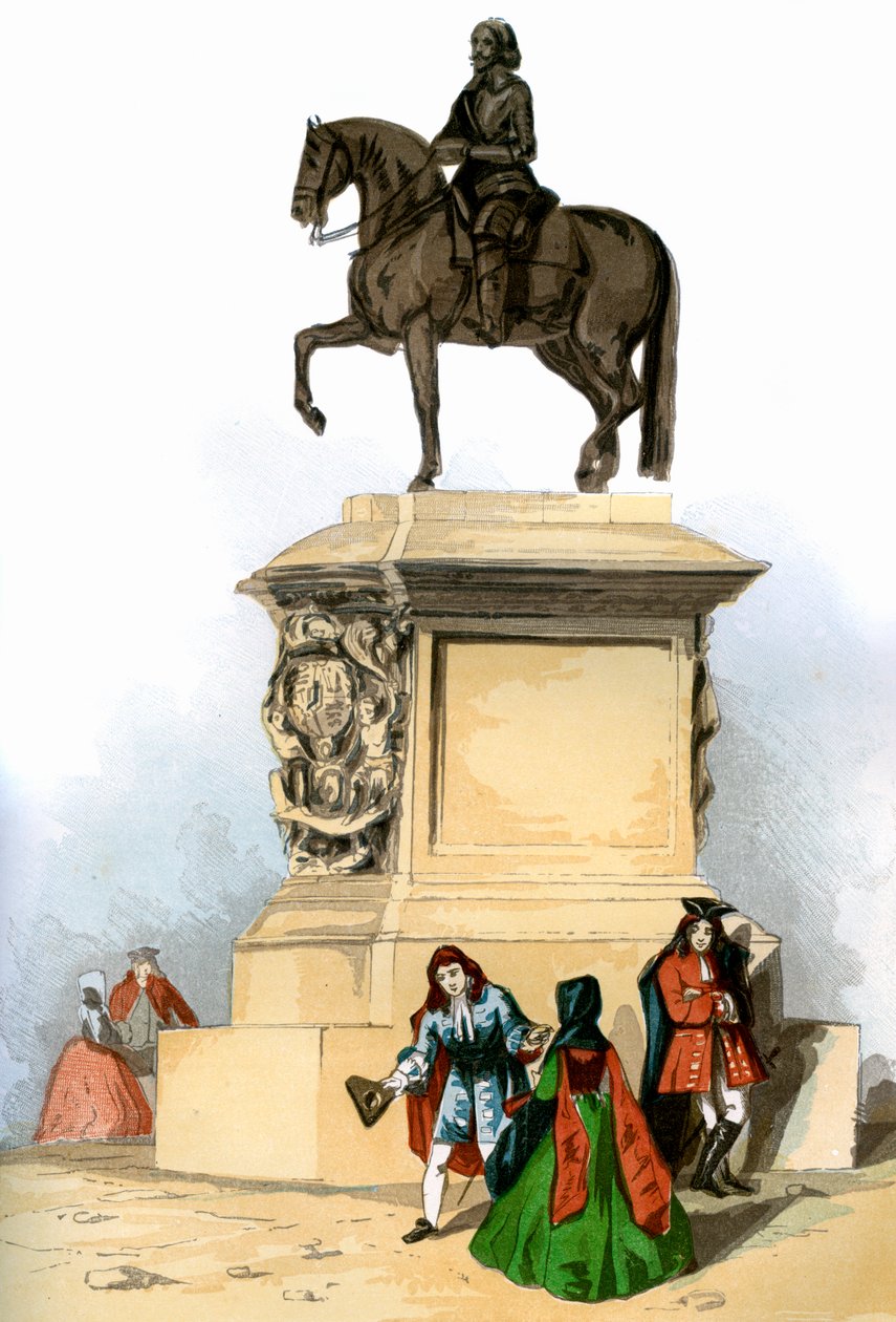 Statue av Charles I, Charing Cross, London, c1850 av Unbekannt