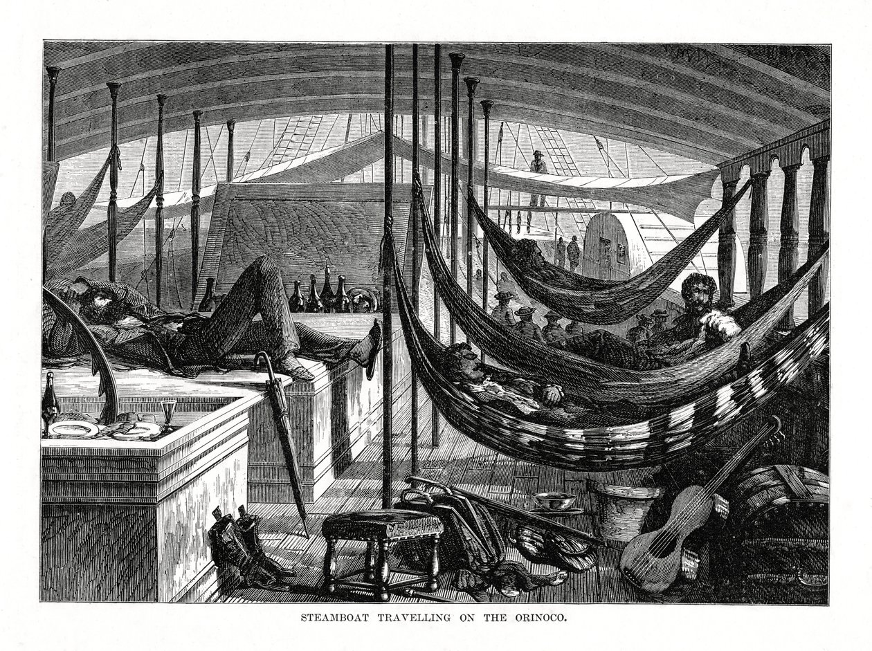 Dampbåt som reiser på Orinoco, Sør-Amerika, 1877 av Unbekannt