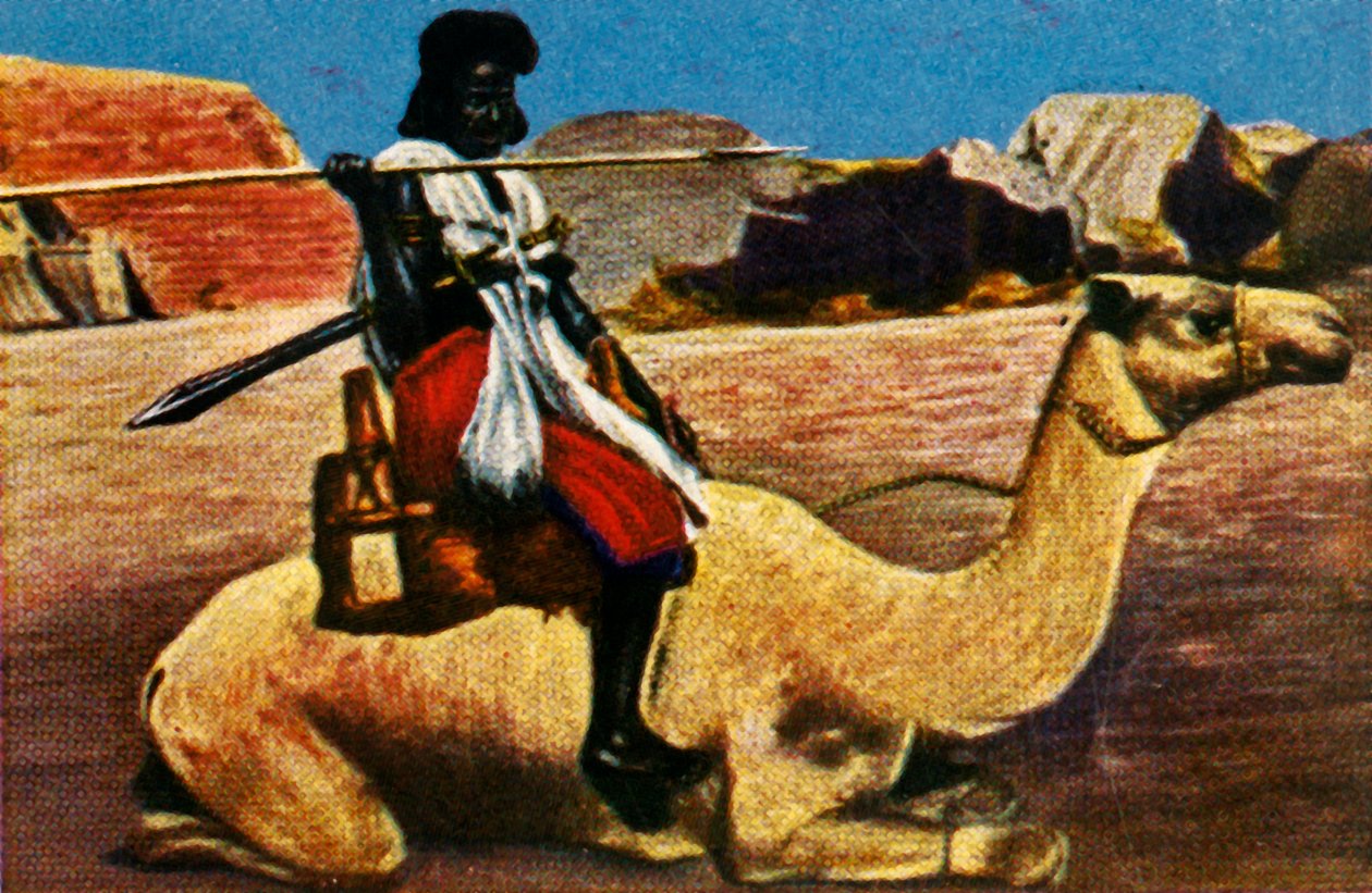 Sudanesisk kriger som rir på en kamel, c1928. av Unbekannt