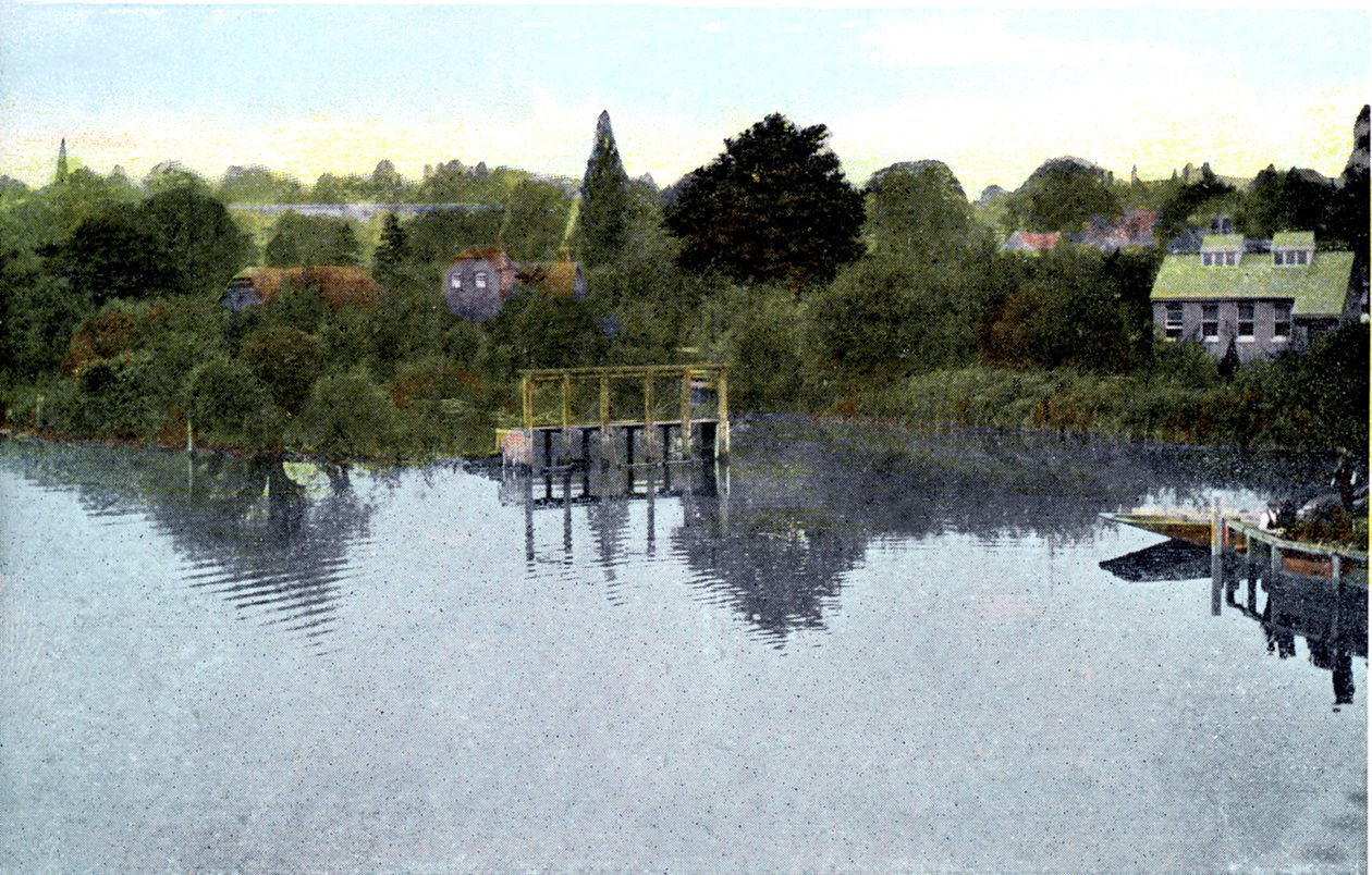 Solnedgang på Themsen, Caversham, Berkshire, 1900-tallet av Unbekannt