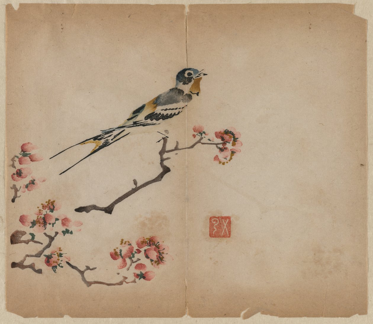 Svale på blomstrende ferskengren, 1368-1644. av Unbekannt