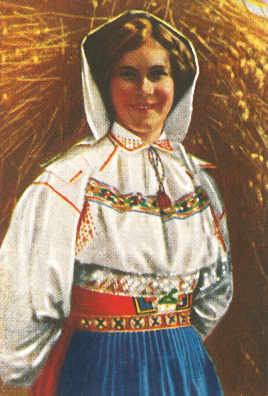 Svensk kvinne i tradisjonell drakt, c1928. av Unbekannt