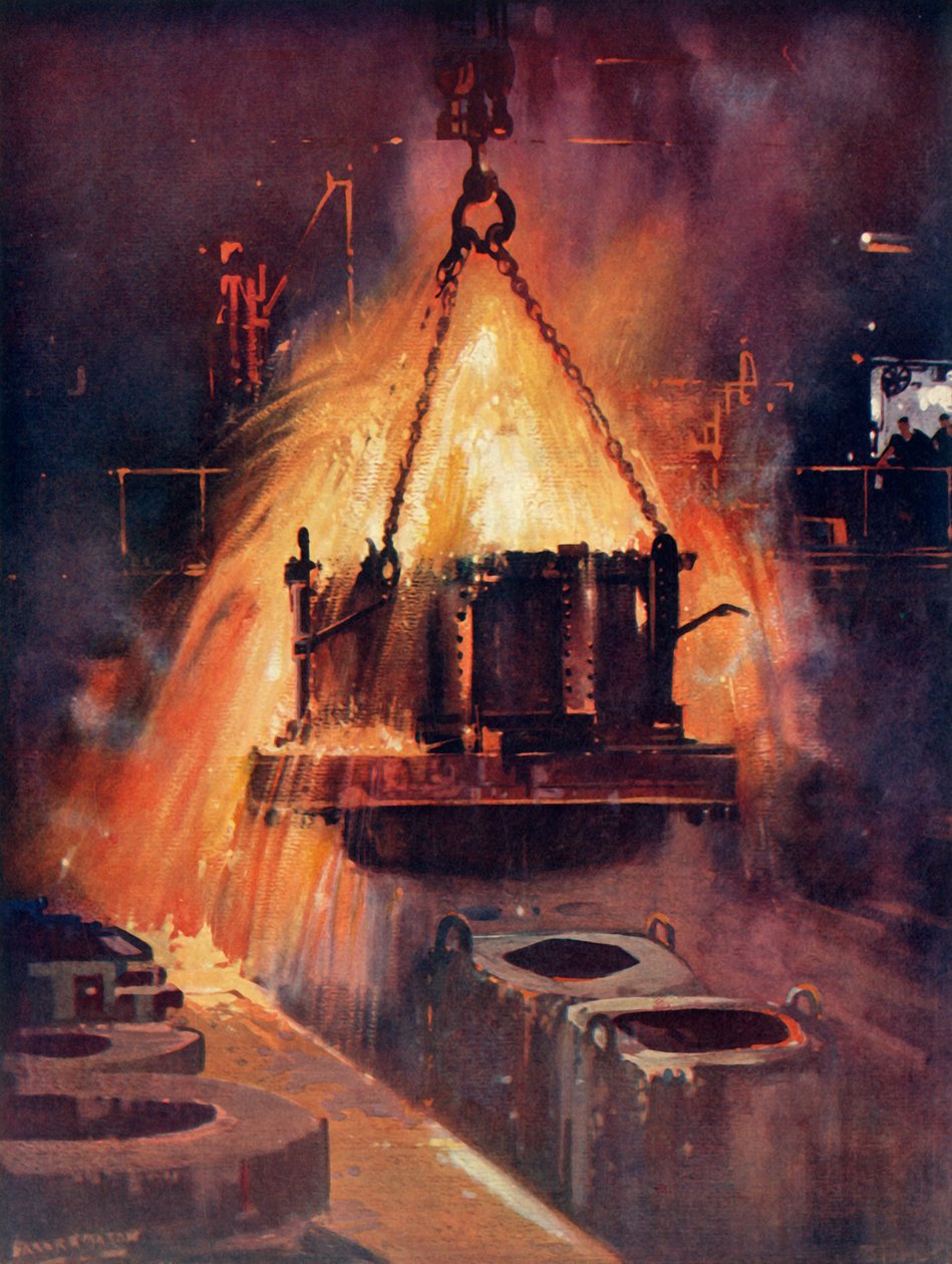 Tapping a Steel Furnace, c1930. av Unbekannt