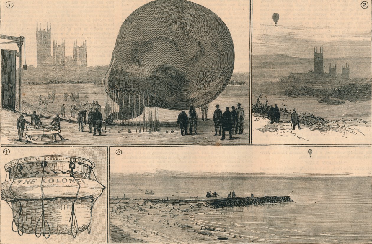 Den forsøkte ballongreisen over kanalen, 1882. av Unbekannt