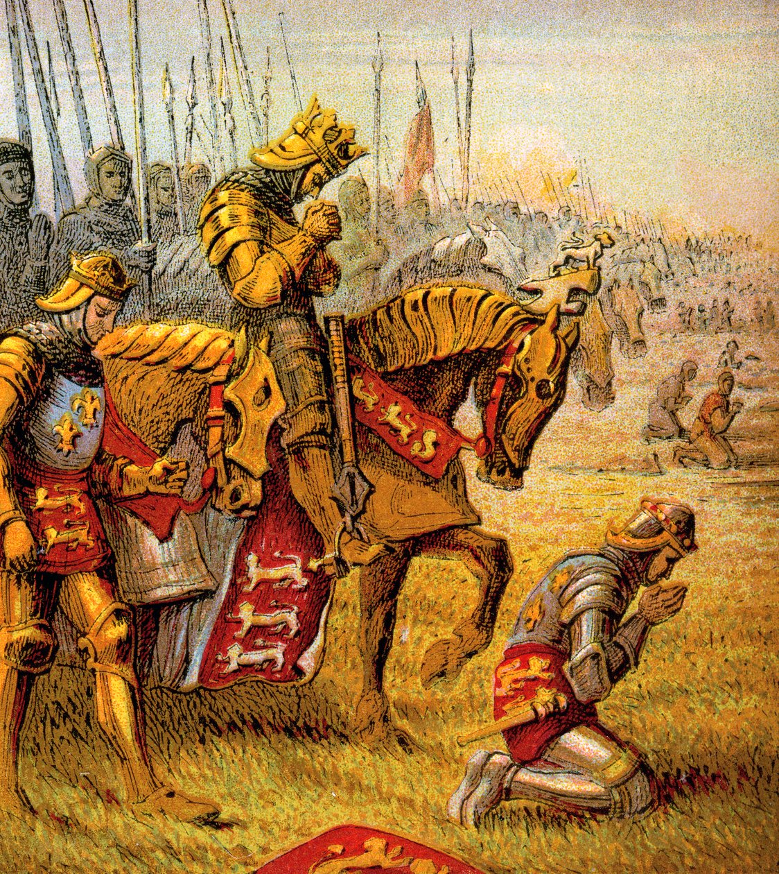 Slaget ved Agincourt, 1415, c1850 av Unbekannt