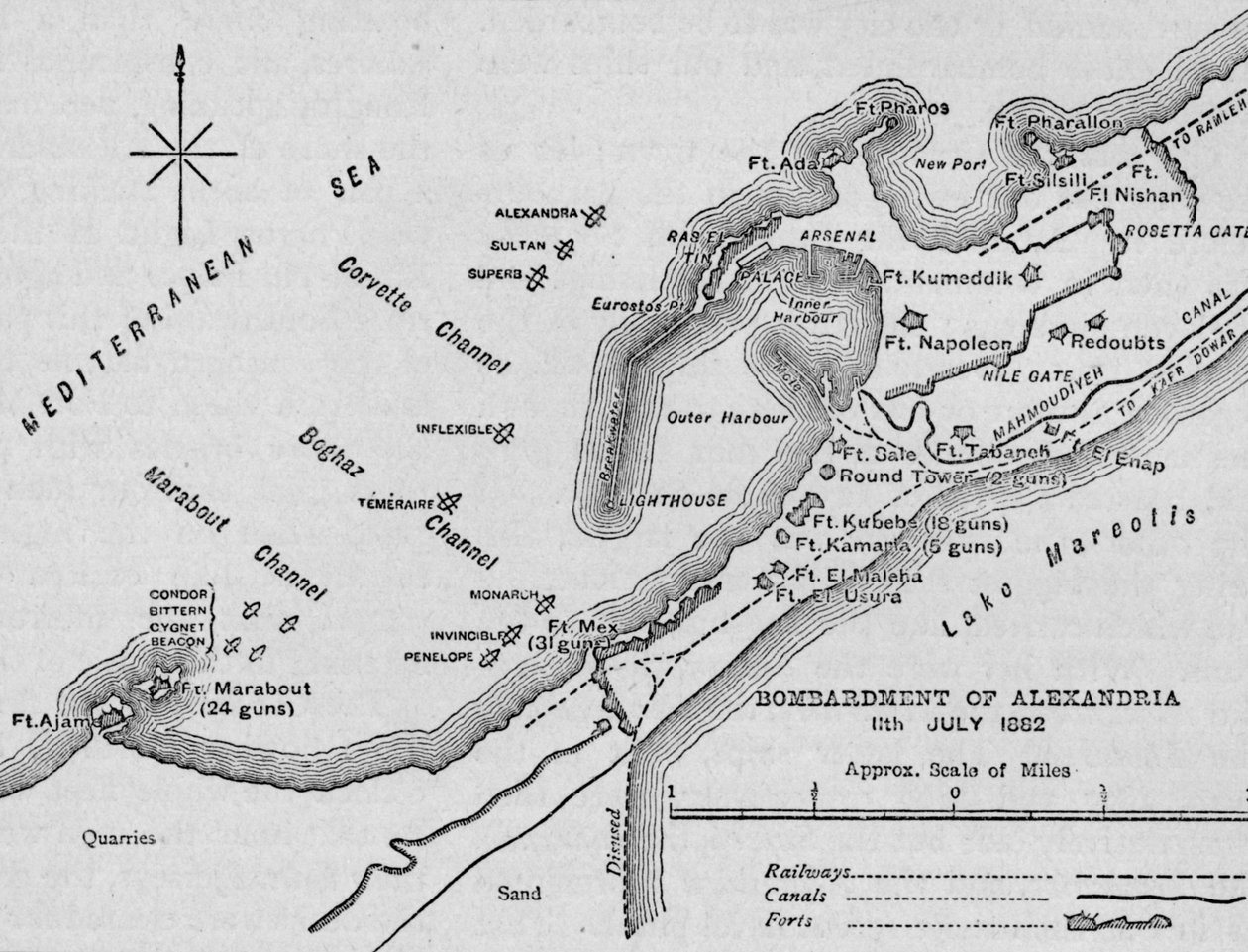 The Bombardment of Alexandria: Sketch Map, 1902 av Unbekannt