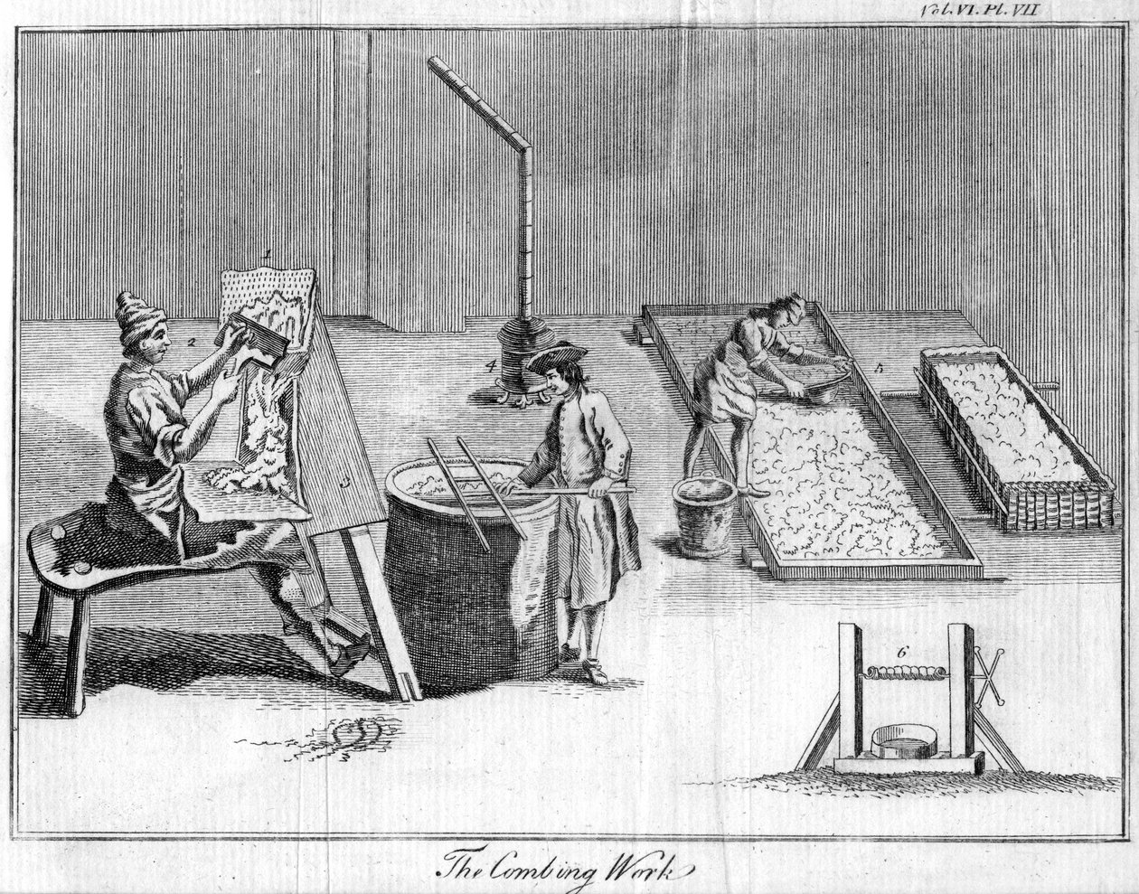 The Combing Work, c1750 av Unbekannt