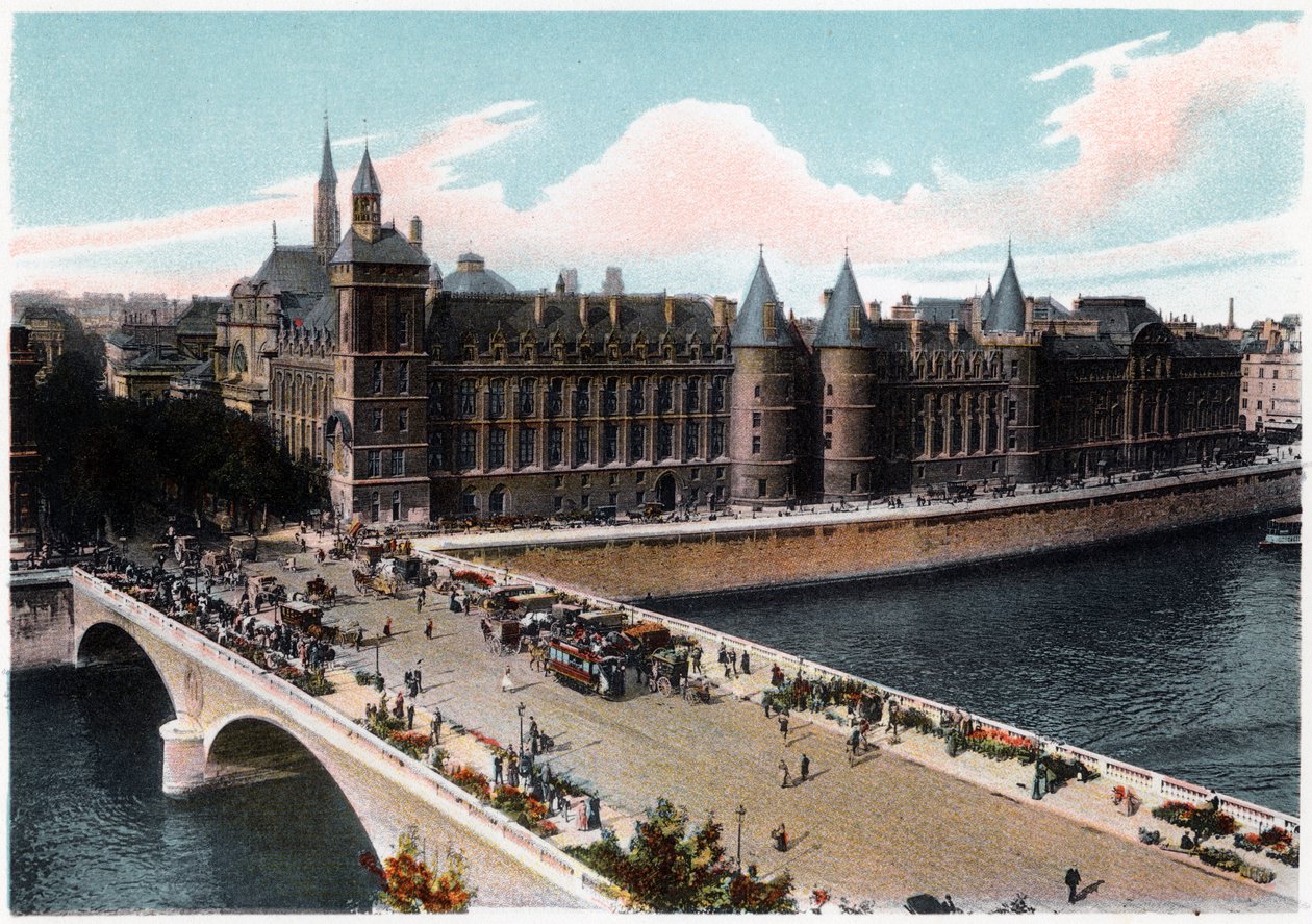 Conciergerie og Pont Neuf, Paris, ca 1900 av Unbekannt