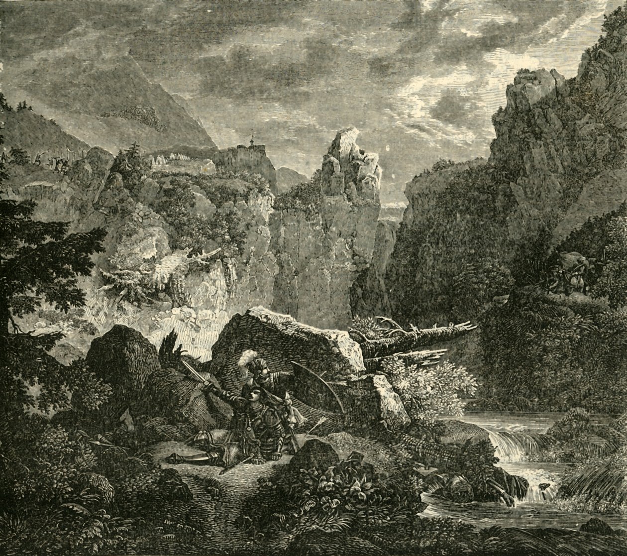Rolands død ved Roncesvalles, 778AD, 1890. av Unbekannt