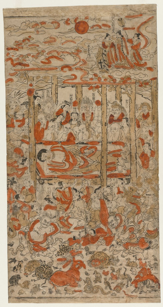Buddhas død, ca. 1710-årene. av Unbekannt