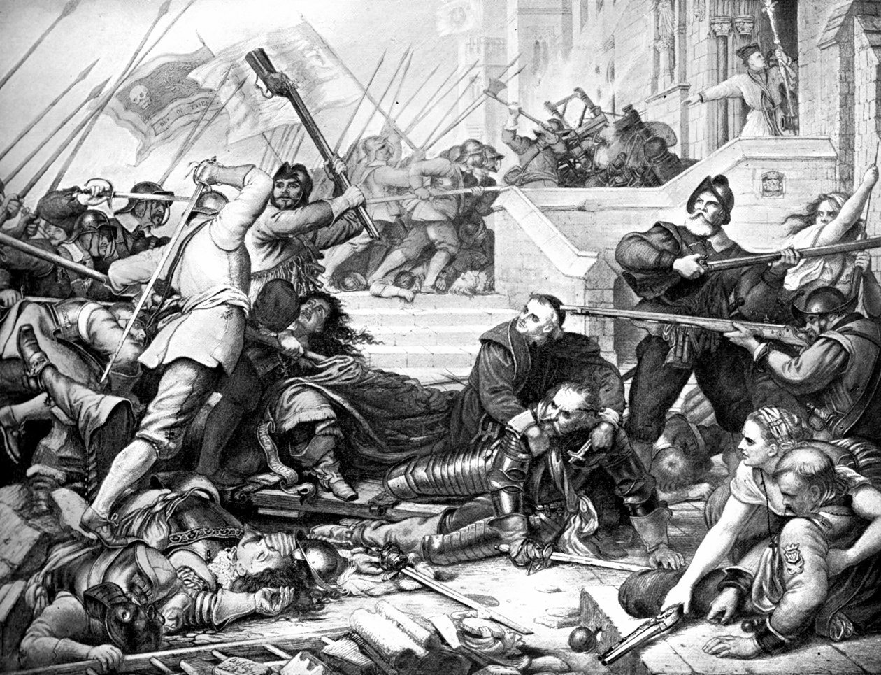 The Defense of Basing House, 1640-tallet, 1800-tallet av Unbekannt