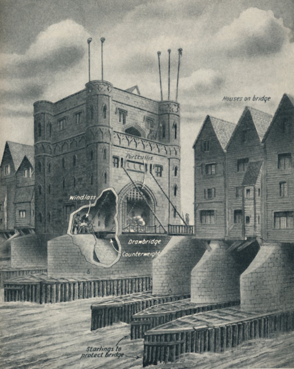 The Drawbridge Defending London City, c1934 av Unbekannt