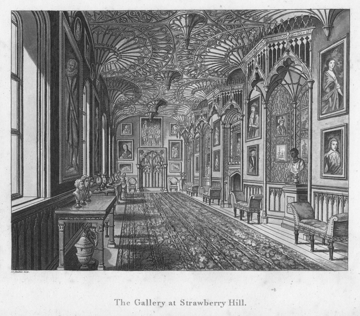 Galleriet på Strawberry Hill, c1792. av Unbekannt
