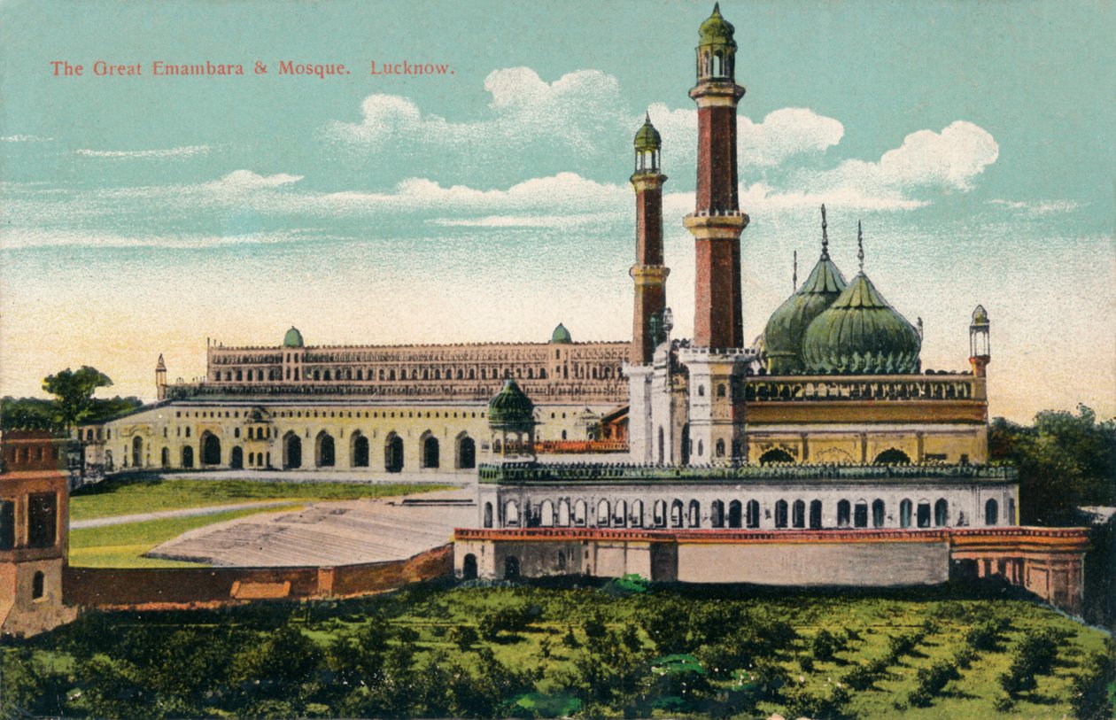 Den store Embambara og moskeen. Lucknow, c1900. av Unbekannt