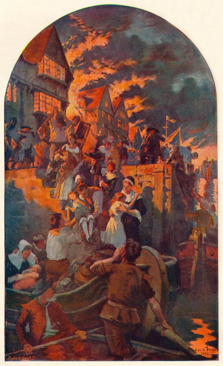 Den store brannen i London, 1666 1905 av Unbekannt