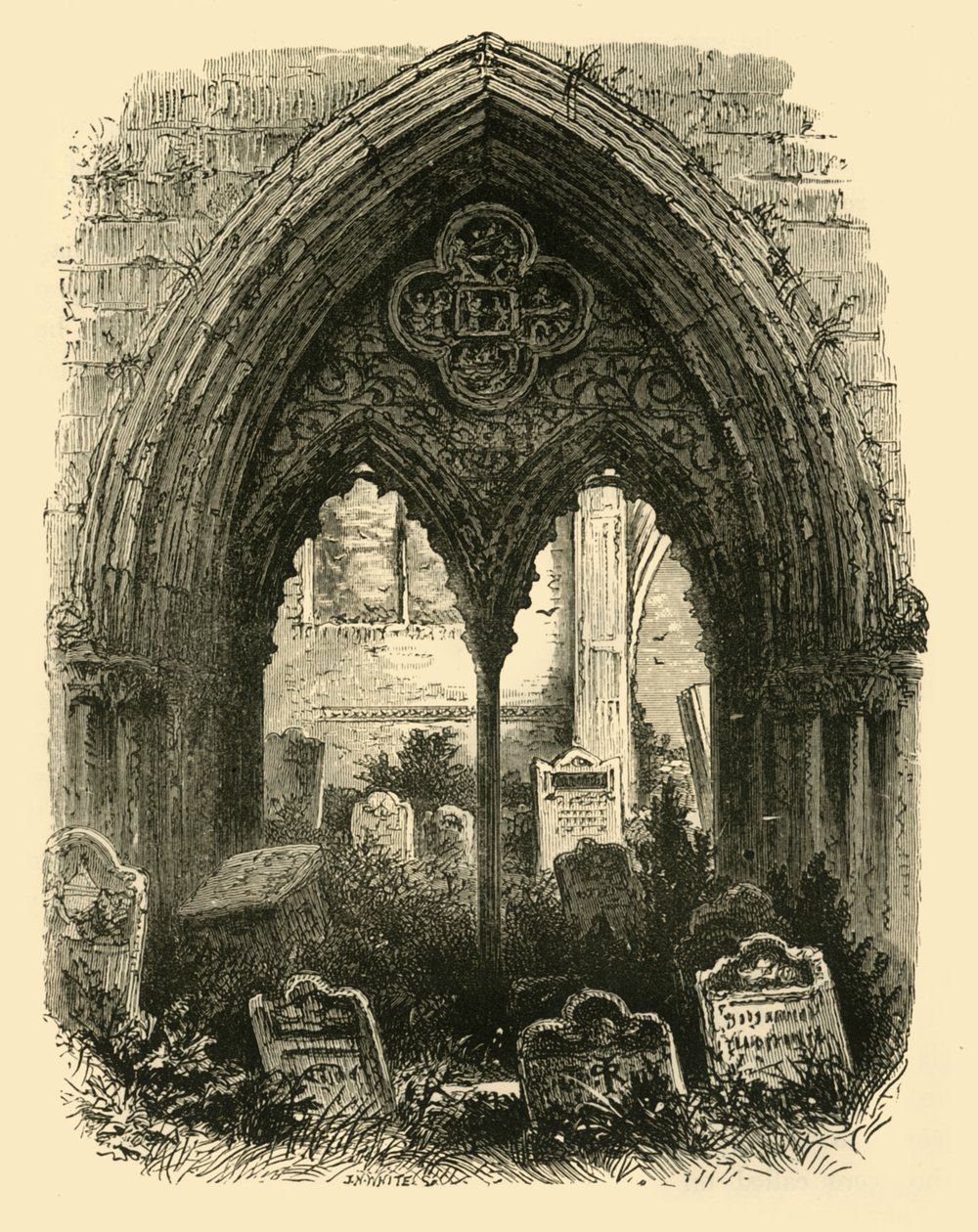 Den store portalen, Crowland Abbey, 1898. av Unbekannt