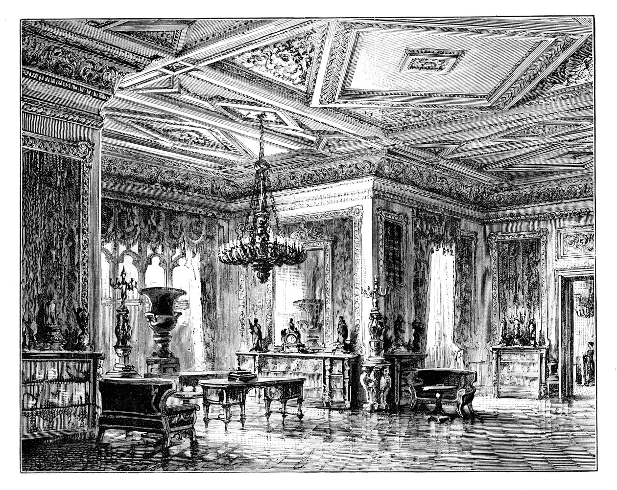 The Green Drawing Room, Windsor Castle, c1888 av Unbekannt