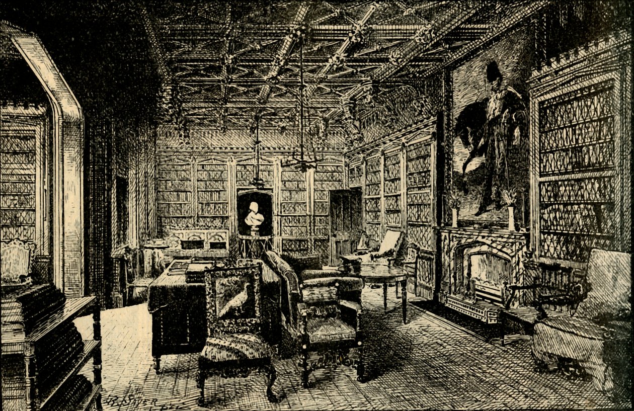Biblioteket i Abbotsford, 1882. av Unbekannt