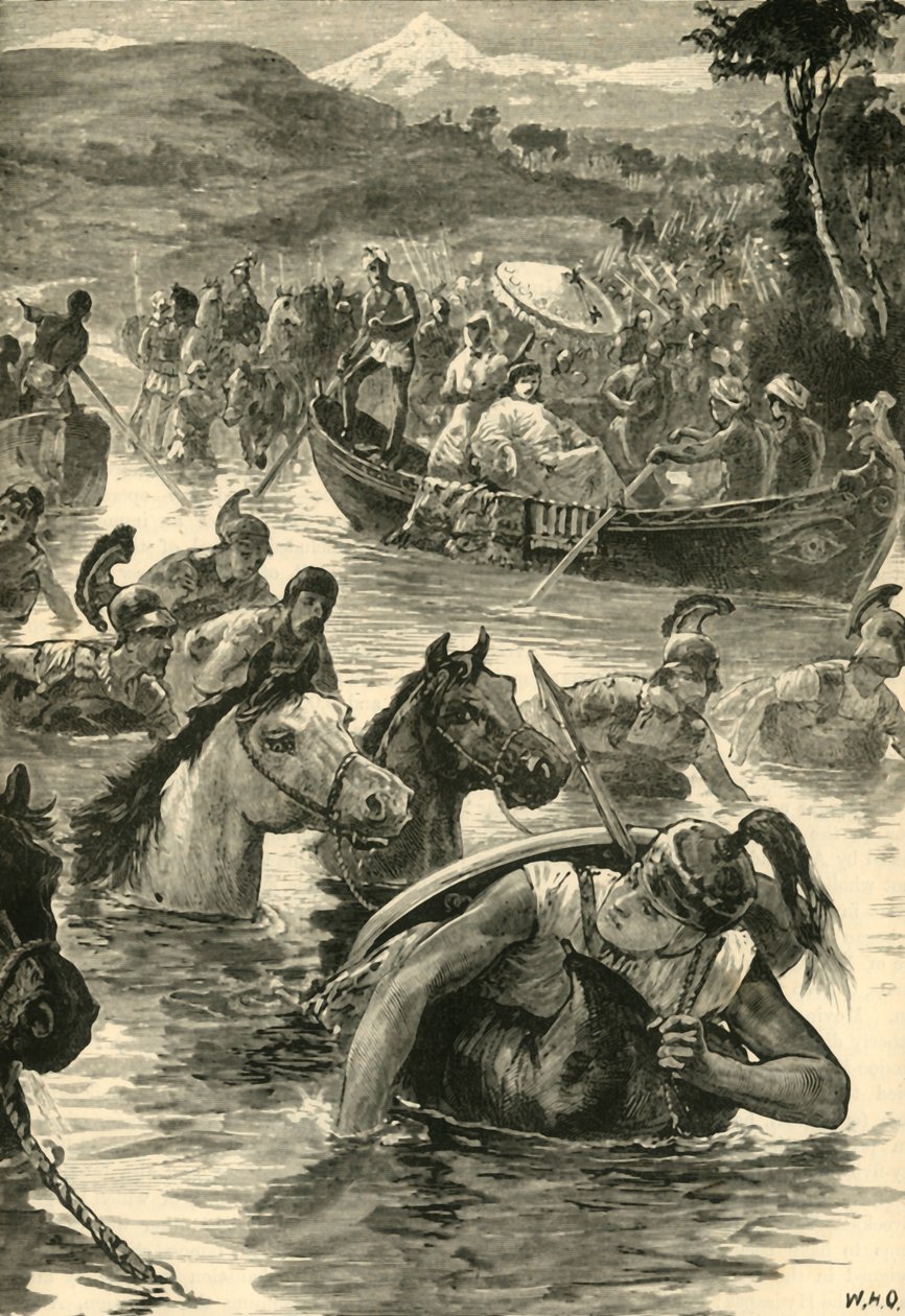 Makedonerne krysser Jaxartes, 1890. av Unbekannt