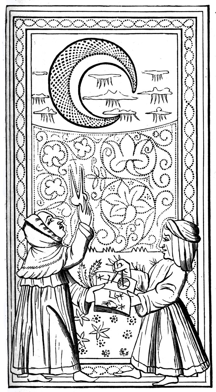 Månen, tarotkort, 1300-tallet, 1870 av Unbekannt