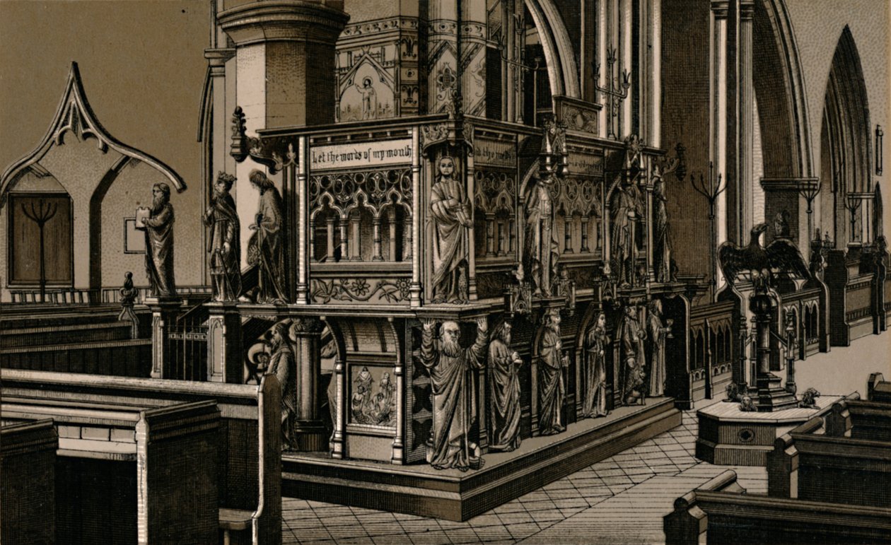 Preikestolen, St. Nicholas kirke, c1880. av Unbekannt