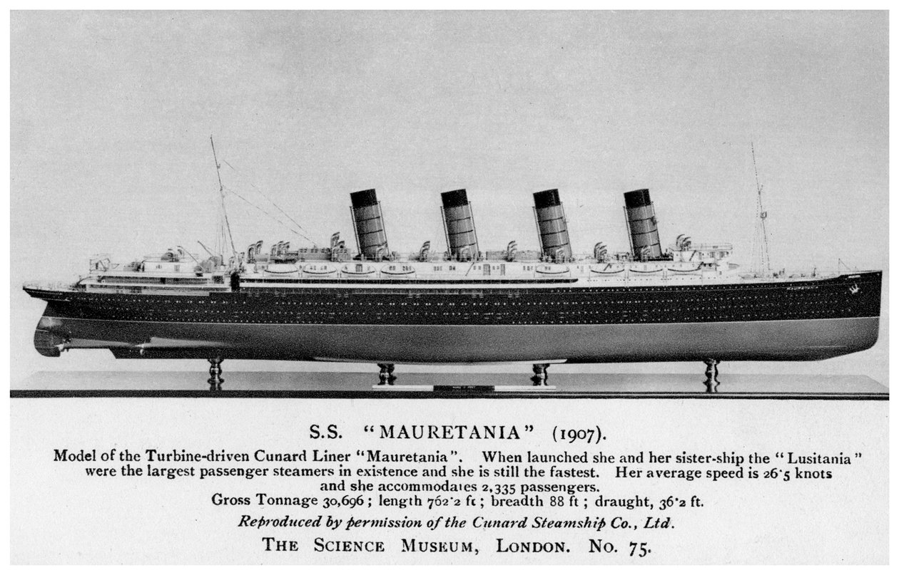 RMS Mauretania, 1900-tallet av Unbekannt