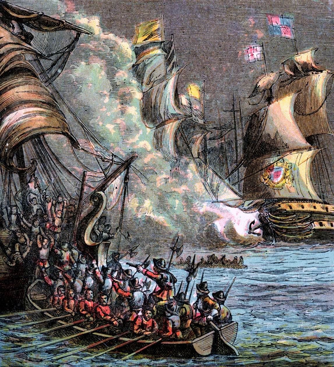 Den spanske armadaen, 1588, c1850 av Unbekannt