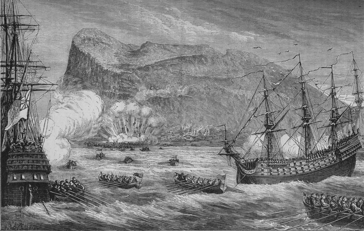The Take of Gibraltar, august 1704, c1880 av Unbekannt