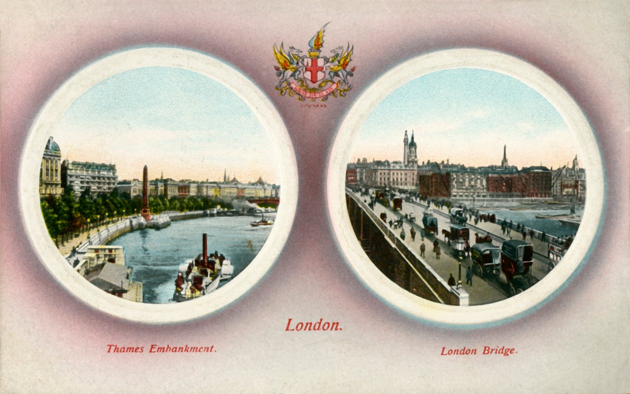 The Thames Embankment og London Bridge, London, 1909. av Unbekannt