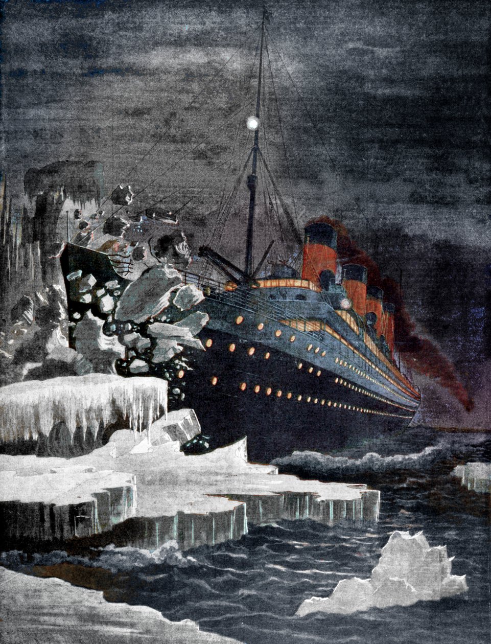 Titanic kolliderte med et isfjell, 1912 av Unbekannt