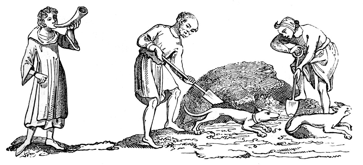 The Unearthing of a Fox, 1300-tallet, 1833 av Unbekannt