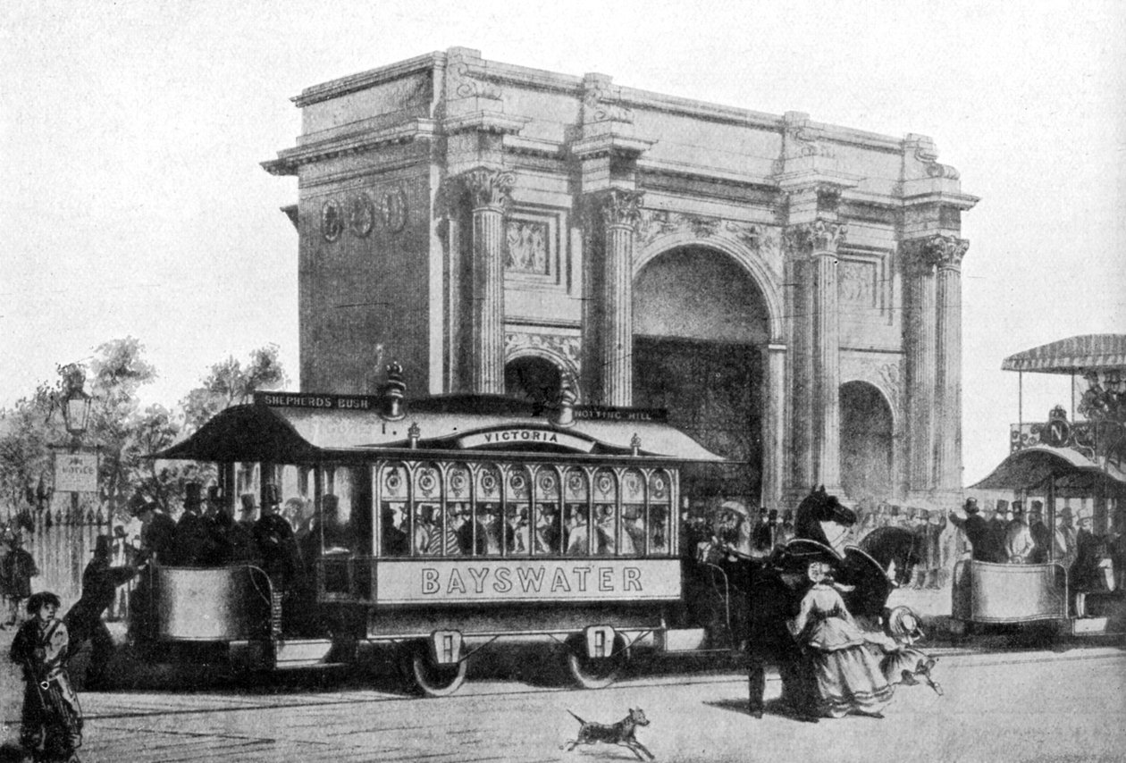 De første trikkene i London, 1861, c1920 av Unbekannt