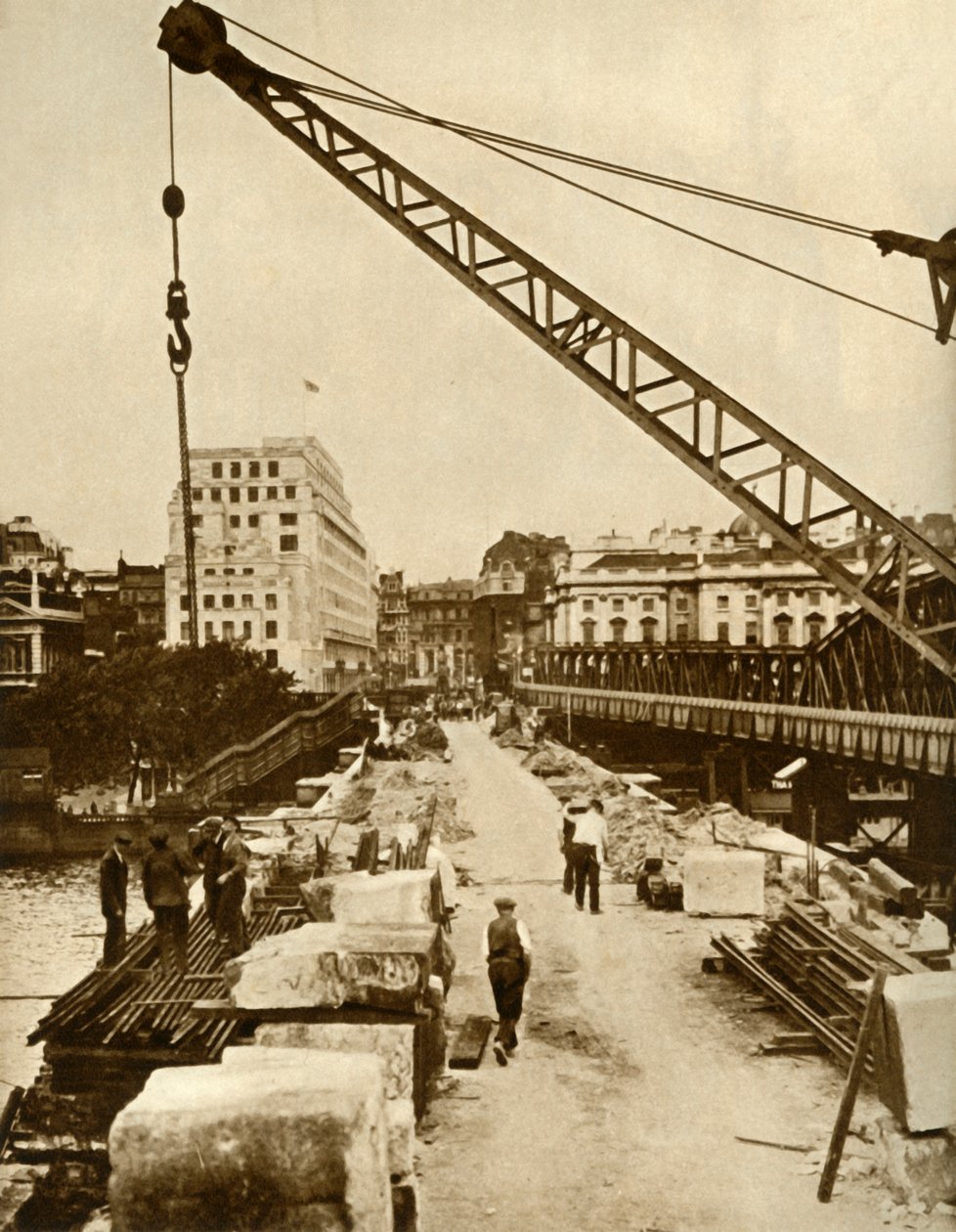 Gjenoppbyggingen av Waterloo Bridge, London, 1934, 1935. av Unbekannt