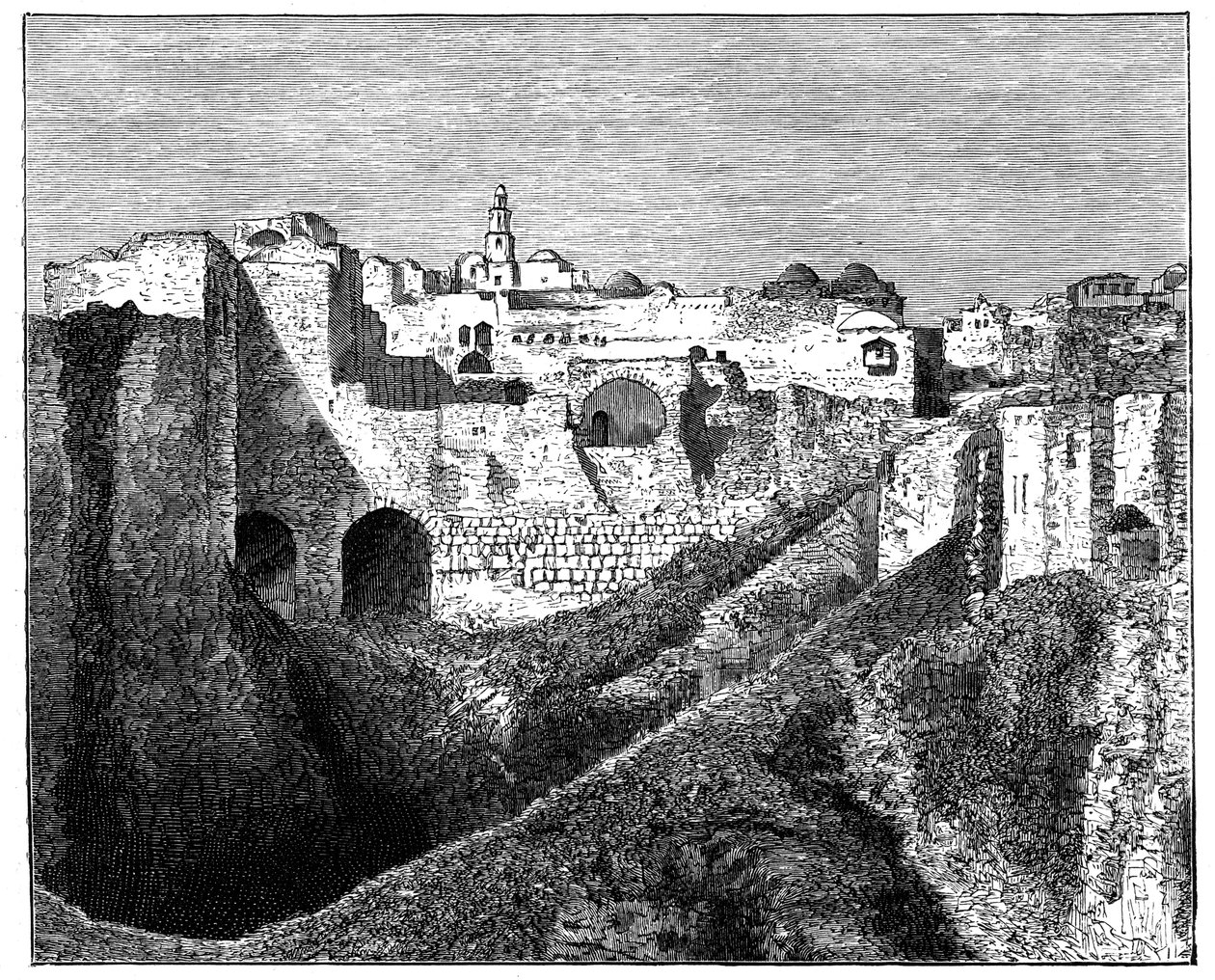 De sørlige vollene i Jerusalem, ca 1890 av Unbekannt